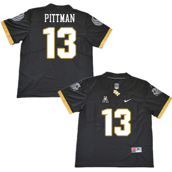 Youth #13 Randy Pittman UCF Knights College Football Jerseys Stitched Sale-Black